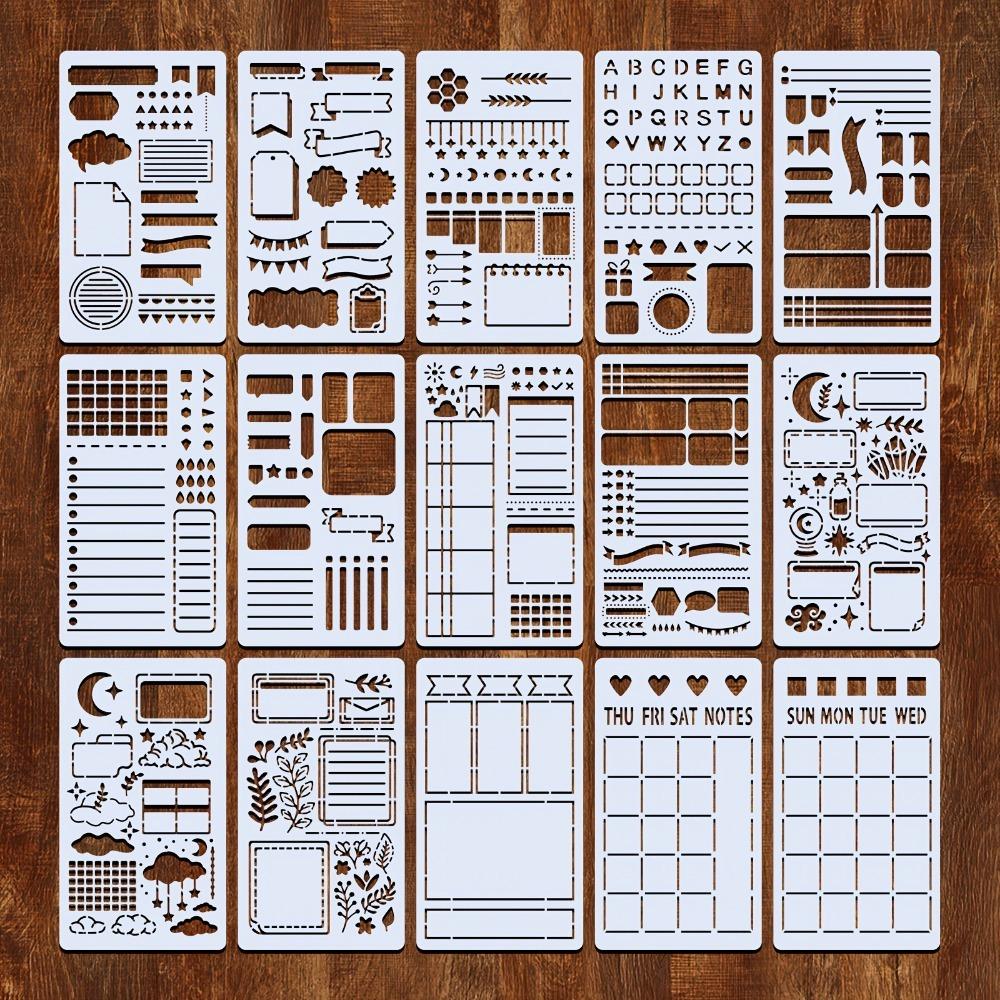 15pcs/set Multifunctional Planner Template DIY Stencil Set Journal Stationery