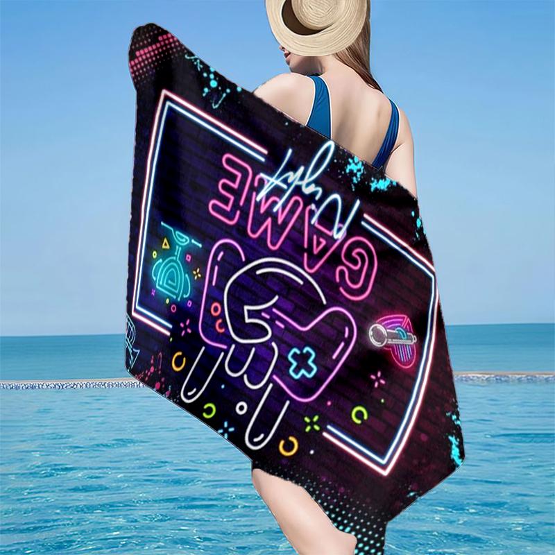 Neon Game Night Party Beach Towel, Super Soft Microfiber, Gift for Her/Him, Birthday, for Pool, Beach, Travel, Home Decor Fan gifts