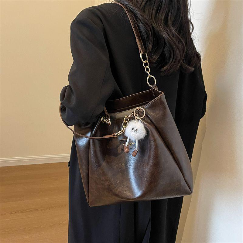 Tote Bag Women's New Genuine Leather Women's Bag Large Capacity Crossbody One-shoulder Hand-held Commuting Bucket Bag
