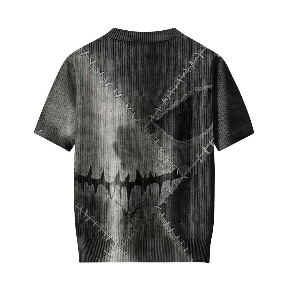 Women's Cute Sweater Knitted Fashion Casual Round-neck Short-sleeved  Cozy Print Top