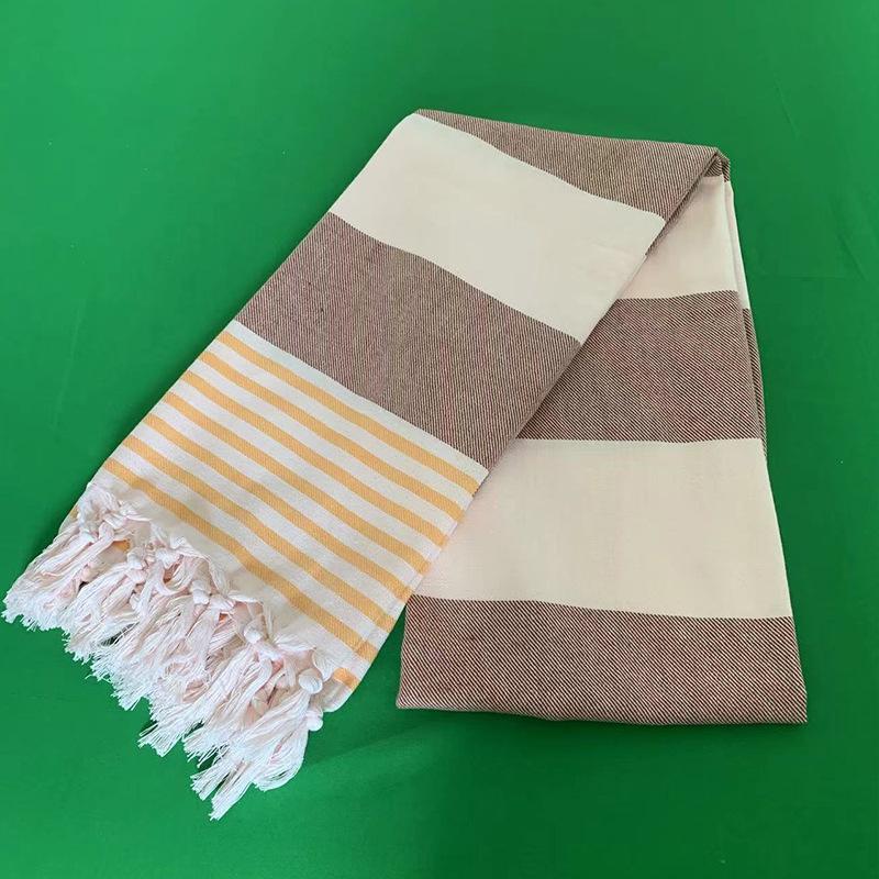Extra Large Striped Tassel Turkish Bath & Beach Towel Shawl