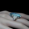 Fashionable Oval Blue Zircon Ring with Large Grain Design in Alloy