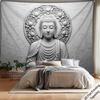 Buddha Statue and Lotus Flower Digital Printing Polyester Wall Tapestry Suitable for Use In Living Rooms Bedrooms Bars and Party