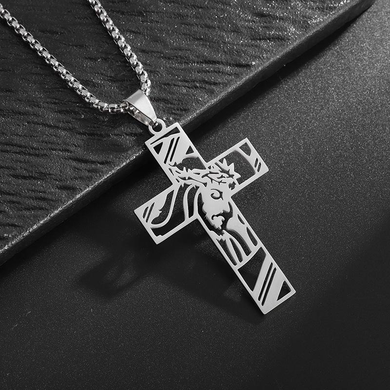 European and American Hollow Design Cross Necklace with Male Personality and Fashion