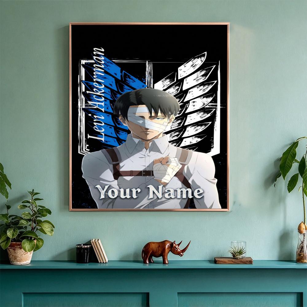 Attack Titan Customize Your Name Diamond Painting Round Diamond Rhinestones Mosaic Diamond Embroidery Wall Paintings Rhinestones Gift Frameless