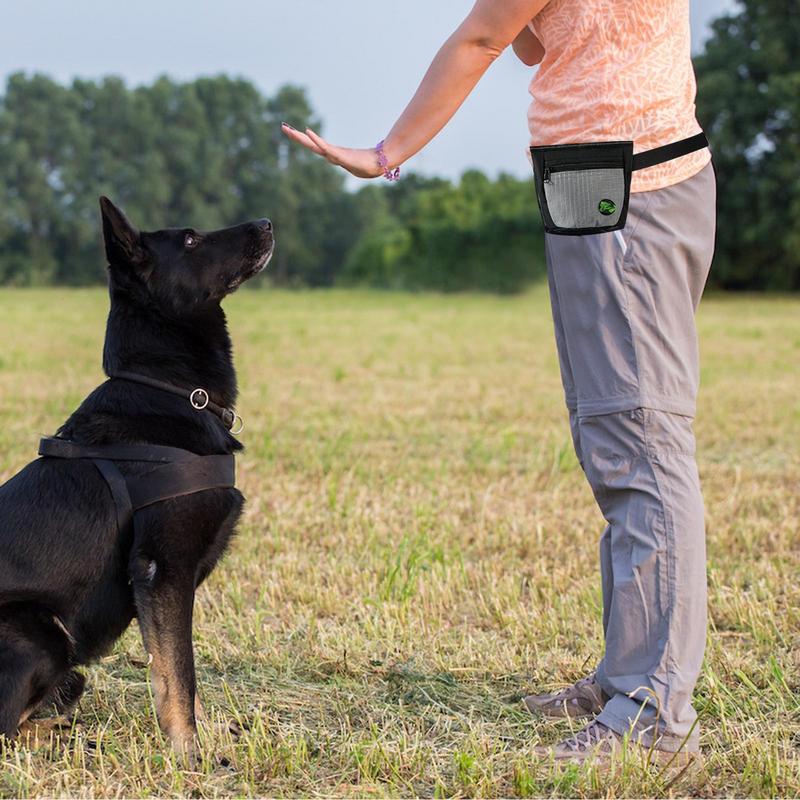 Dog Treat Pouch Magnetic Closure Puppy Training Waist Bag Puppies Goodie Treat Pouch With Waist Belt For Behavior Aids nero