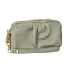Portable PU Leather Women Long Wallet Double layer Large Capacity Shopping Wrist Bag Zipper Solid Color Handbag