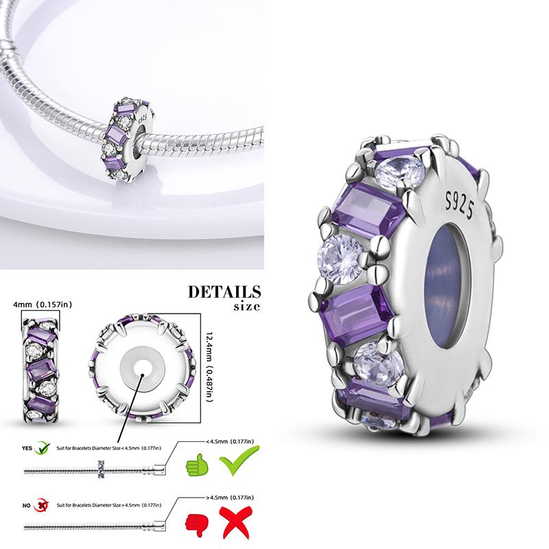 Cat Butterfly Daisy CZ Pave Clip Charm Bead Components Positioning Buckle Copper Metal Silicone Spacer Bead Components Compatible With Authentic