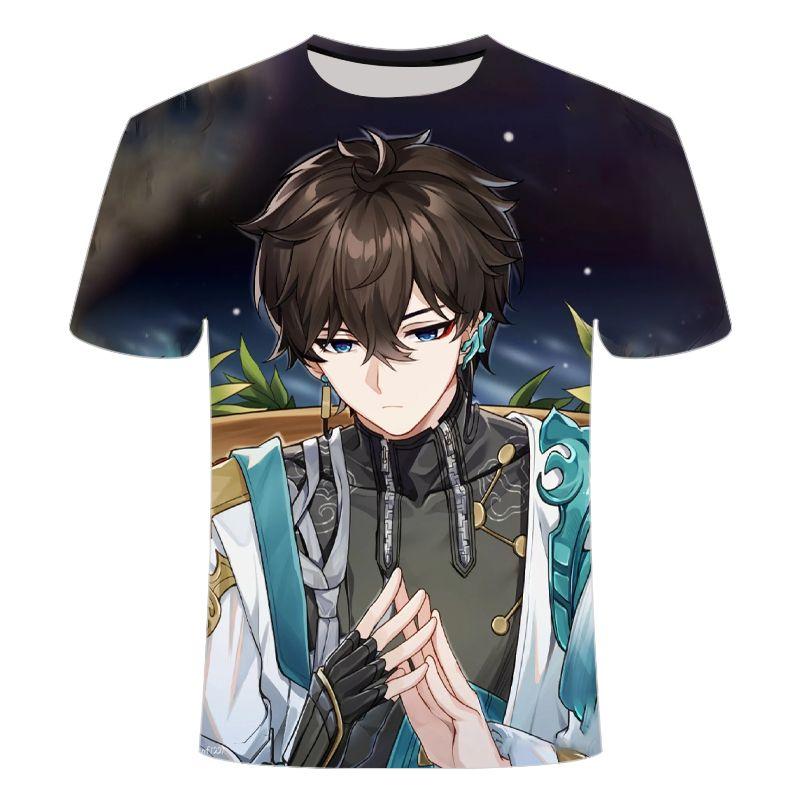 2024 Summer New 3D Printed Short Sleeve Personalized Trend Collapse Star Dome Series Men's and Women's Round Neck T-shirts