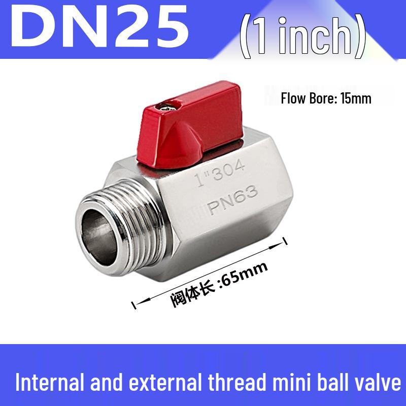 304 Stainless Steel Sanitary Mini Ball Valve, Internal/External Thread, High Pressure, 1/8"-3/4" Sizes, Open Pagoda Design