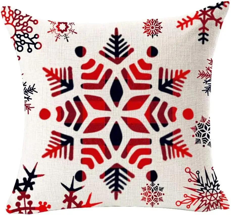 

Merry Christmas snowflake red bear linen decorative pillow cover home sofa decorative cushion cover cushion cover LF-DZ,(2) 66x66cm