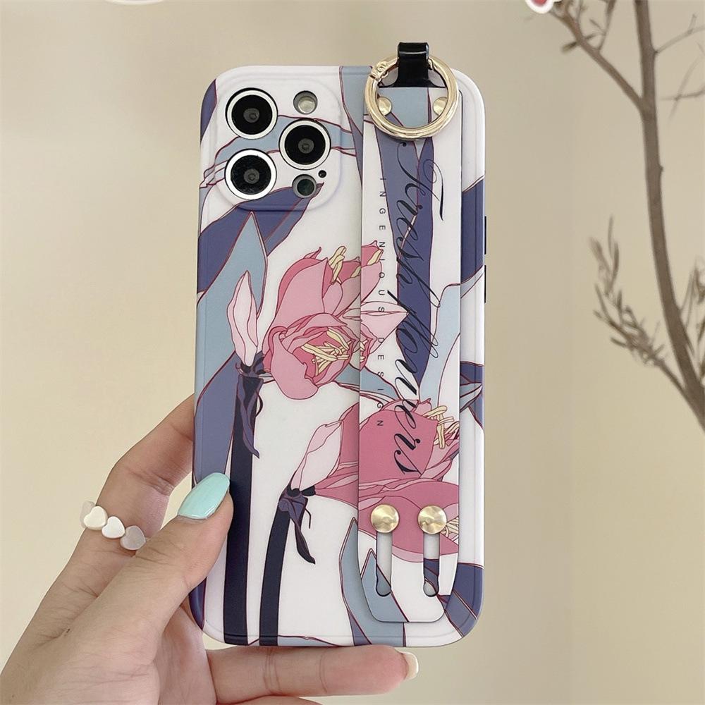 Orchid Flower iPhone Case with Wristband - Compatible with XS Max, 15 Pro, 14/13, XR, 12, 11