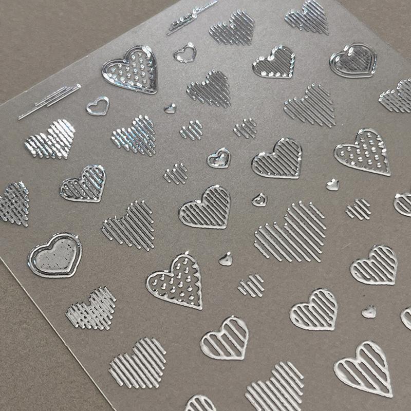 5D Embossed Line Heart Decal Nail Art Stickers Reliefs Self Adhesive Nail Art Manicure Decals For Women Manicure Supplies