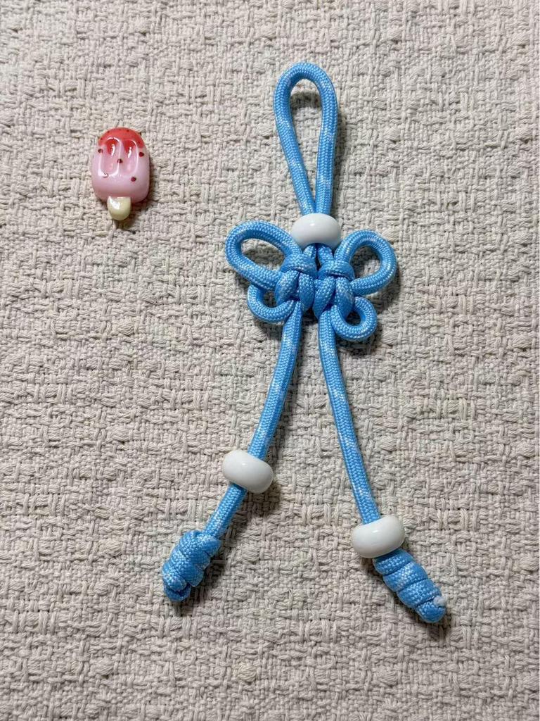 Handmade Colorful Nylon Rope Phone Lanyard with Pearl Knot Buckle Pendant