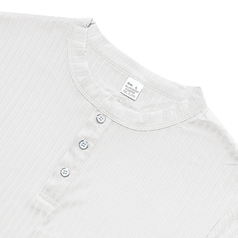 Men's Textured Ribbed Quick-Dry Short Sleeve Henley Shirt.