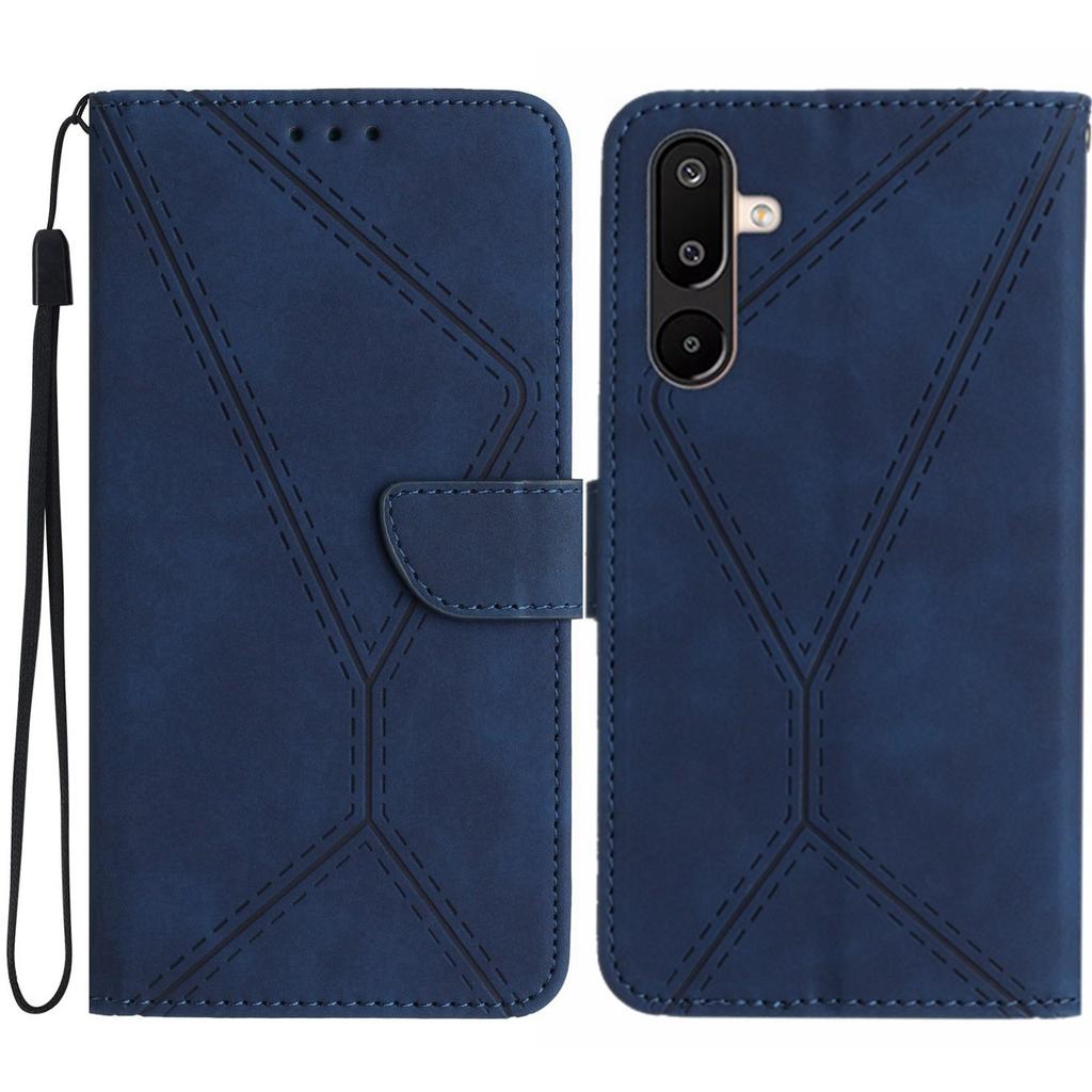 For Samsung Galaxy M36 5G Case Skin Touch Lines Imprinted PU Leather Flip Phone Cover
