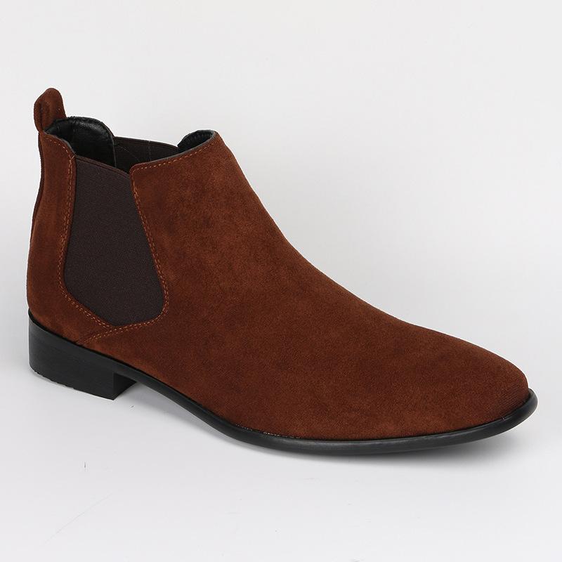 Fashion Men's Frosted Suede Chelsea Boots Square Toe Men's Autumn Shoes with Stylish Men's Ankle Boots Large Size 48 D610
