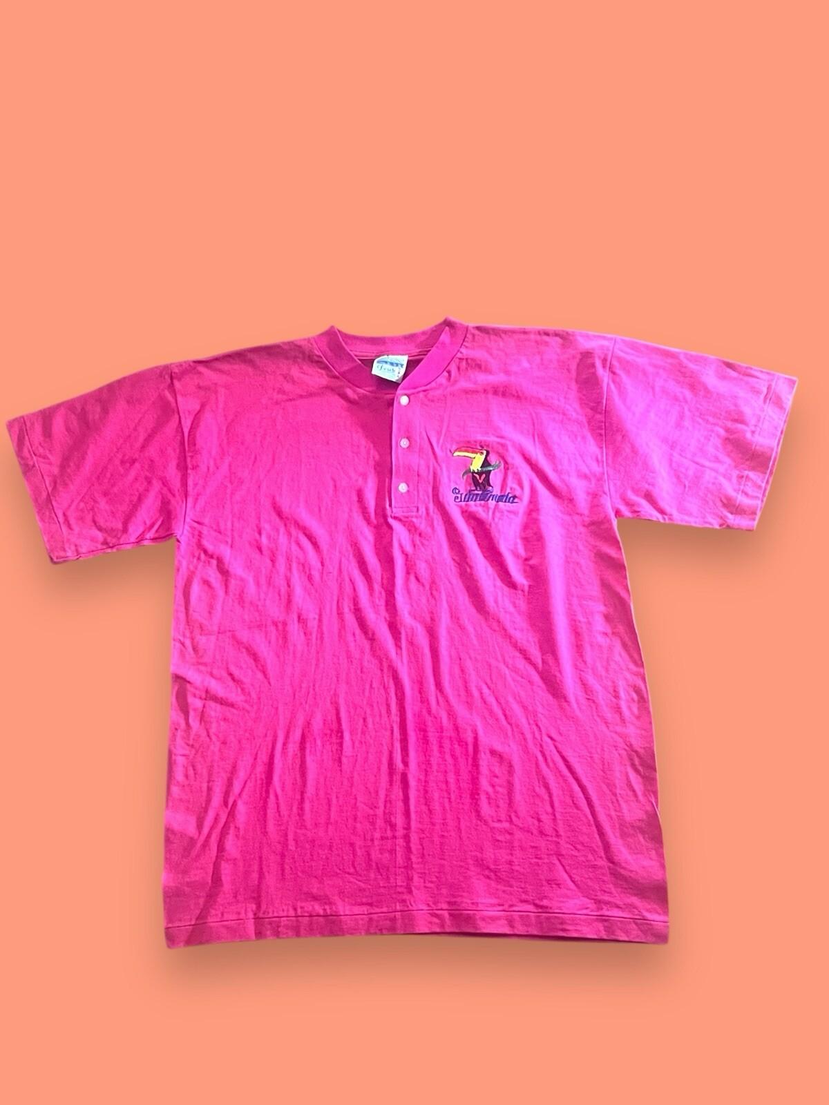 Vintage Guatemala Toucan Tropical Retro Embroidered T-Shirt Unisex Pink Size XL 2XL