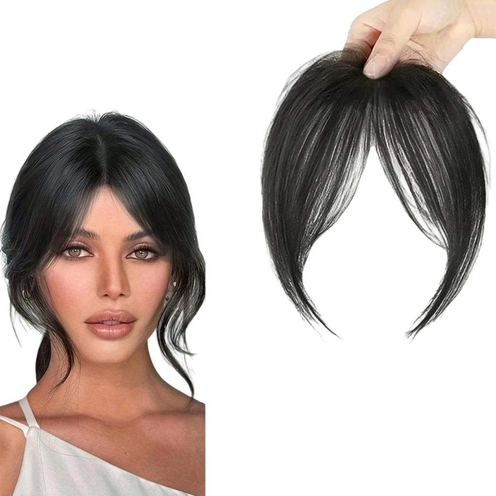 Hair Topper for Women Thin Hair, Bangs for Women, Natural Looking Fringe Piece, Black Wig For Daily Styling & Special Occasions