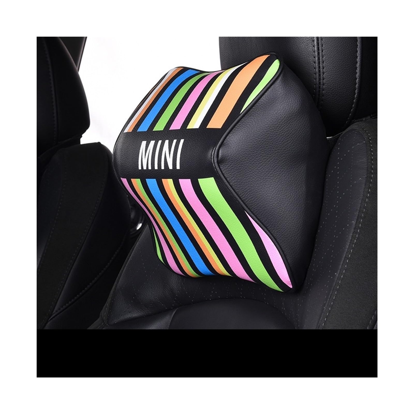 

Car Seat Cushion for Mini Cooper Leather Lumbar Support Headrest Neck Pillow Universal Travel Interior Accessories (Headrest Rainbow) One size