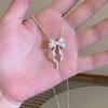 Stylish Small Bowknot Pendant Necklace Chain Necklace Handmade Necklace Stainless Steel Texture for Party Everyday Wear