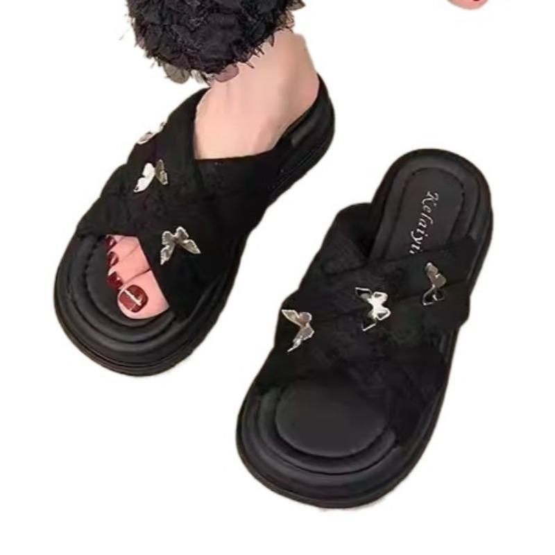 Fashion Platform Women's Slippers Designer Flats Shoes Summer Bling Slingback Sandals 2025 New Fad Flip Flops Beach Zapatillas De Mujer