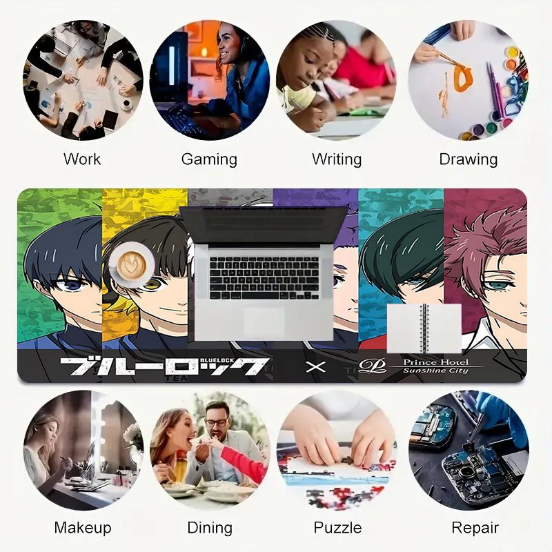 1Pc Colorful Anime Characters Gaming Mouse Pad Keyboard Desk Mat Non-slip Rubber Lock Edge Waterproof Computer Mousepad for Office Home Decor S1697