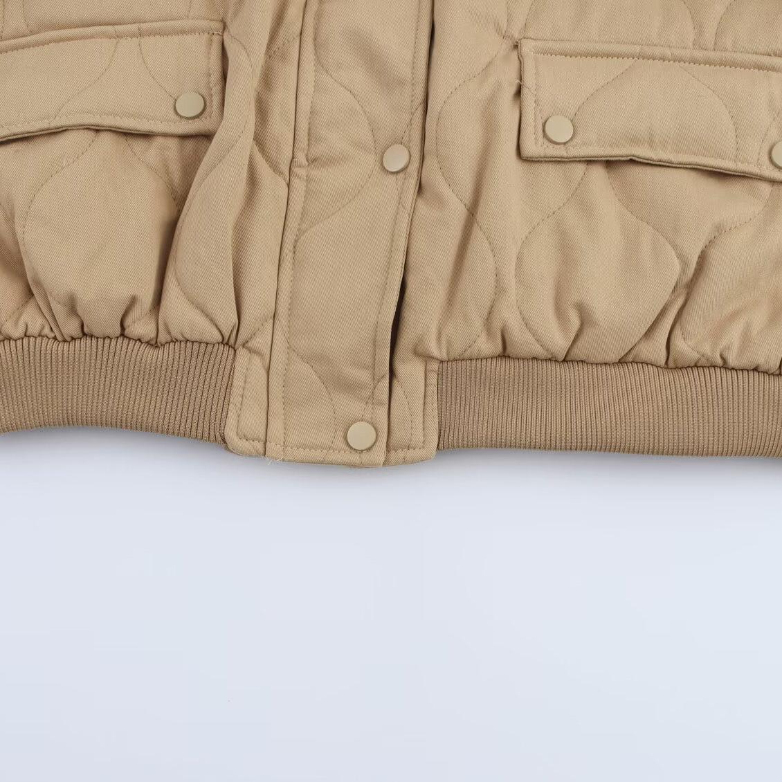 

2025 новая женская хлопковая одежда свободная куртка-бомбер XS чёрный