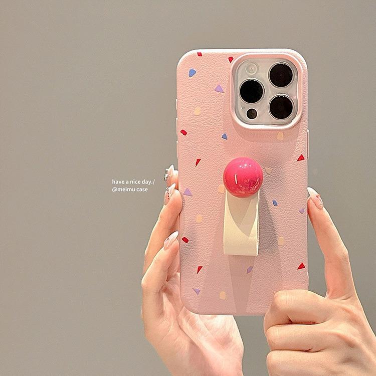 Japanese and Korean Ins Ribbon Ball Ring Buckle Suitable for IPhone16promax Apple 14 Phone Case 13/15