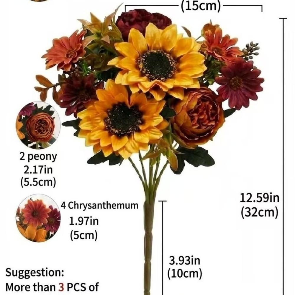 Sunflower & Daisy Mix Artificial Sunflowers Autumn Theme Fake Flower Decor Wedding Decoration