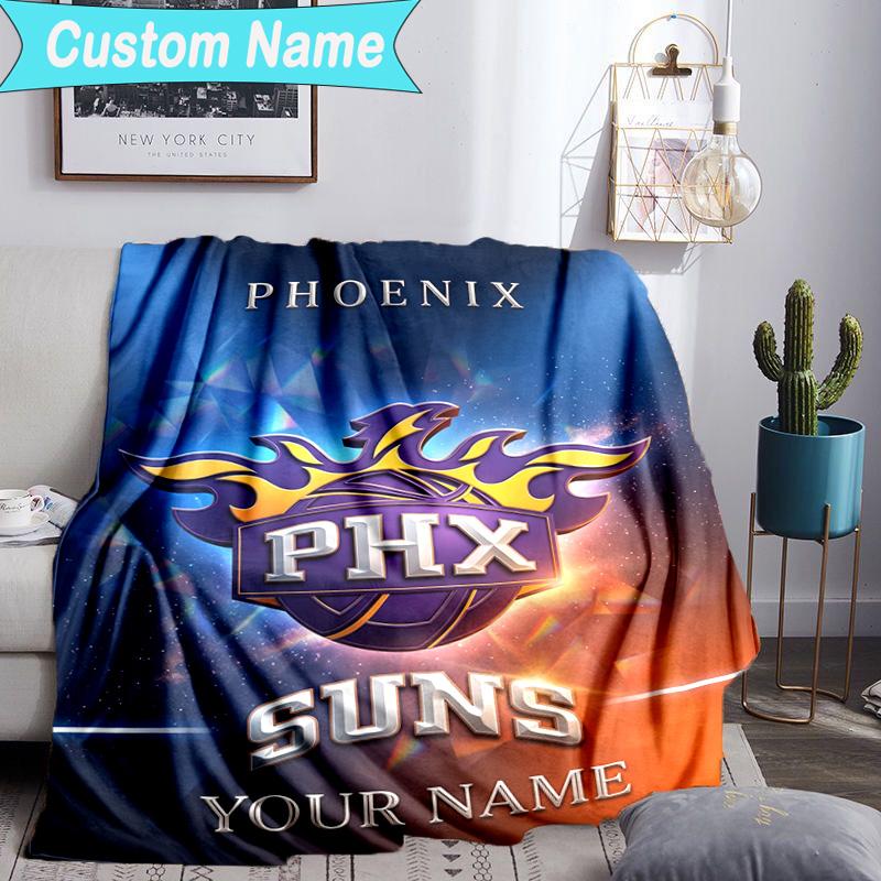 Custom Name Blanket Suns Basketball Artwork Blanket Bedding Blanket for Travel, Camping, Living Rooms, Offices, Sofas, Fan Christmas gift