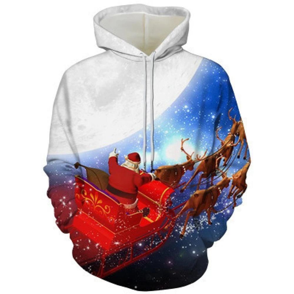 Christmas Men's Hoodie 3D Printed Long-Sleeve Hooded Sweatshirt Fall/Winter Holiday Style Casual Oversized Men's Sweatshirt Top