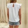 Women Fashion Blouse Tops Shirt Female Summer White Lace Hollow Out V Neck Short Sleeve
