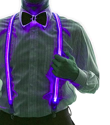 [YUANT] LED Bow Tie, Light-Up Bow Tie, Glowing LED Bow Tie, Adjustable EL Wire LED Light-Up Glowing Bow Tie (Purple)