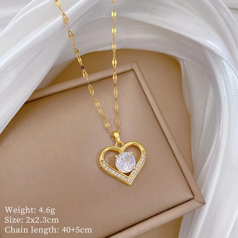 Personality Temperament Fashion Simple Birthday Gift Love Collarbone Micro Inlaid Necklace Korean Necklace