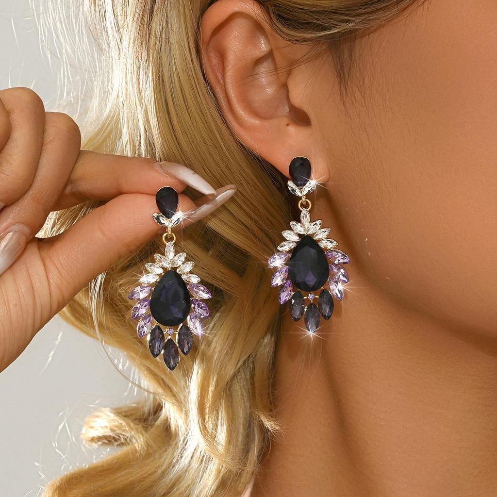 Ultra-Shiny Retro Diamond Tassel Earrings - High-End Temperament with Colorful Gems for Women