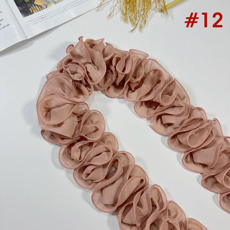10 Yards 10cm Width Pleated Chiffon Tulle Lace Trim Ruffled Lace Fabric Applique Ribbon Trim Edge For DIY Sewing Dress Curtain