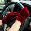 Driving Gloves Autumn Winter Velvet Women Gloves Thick Plush Full Finger Mittens Furry Warm Mitts