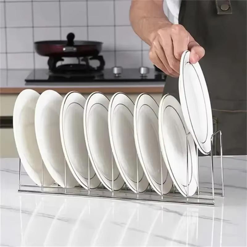 1/2pcs Stainless Steel Dish Desktop Draining Rack Buy Land Home Cutlery Dishes Pot Lid Racks Kitchen Storage Space Saving Tools