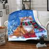 Winter Cat Snowscape Blanket Soft Throw Blanket For Home Bedroom Bed Sofa Travel Office Solid Christmas Blanket