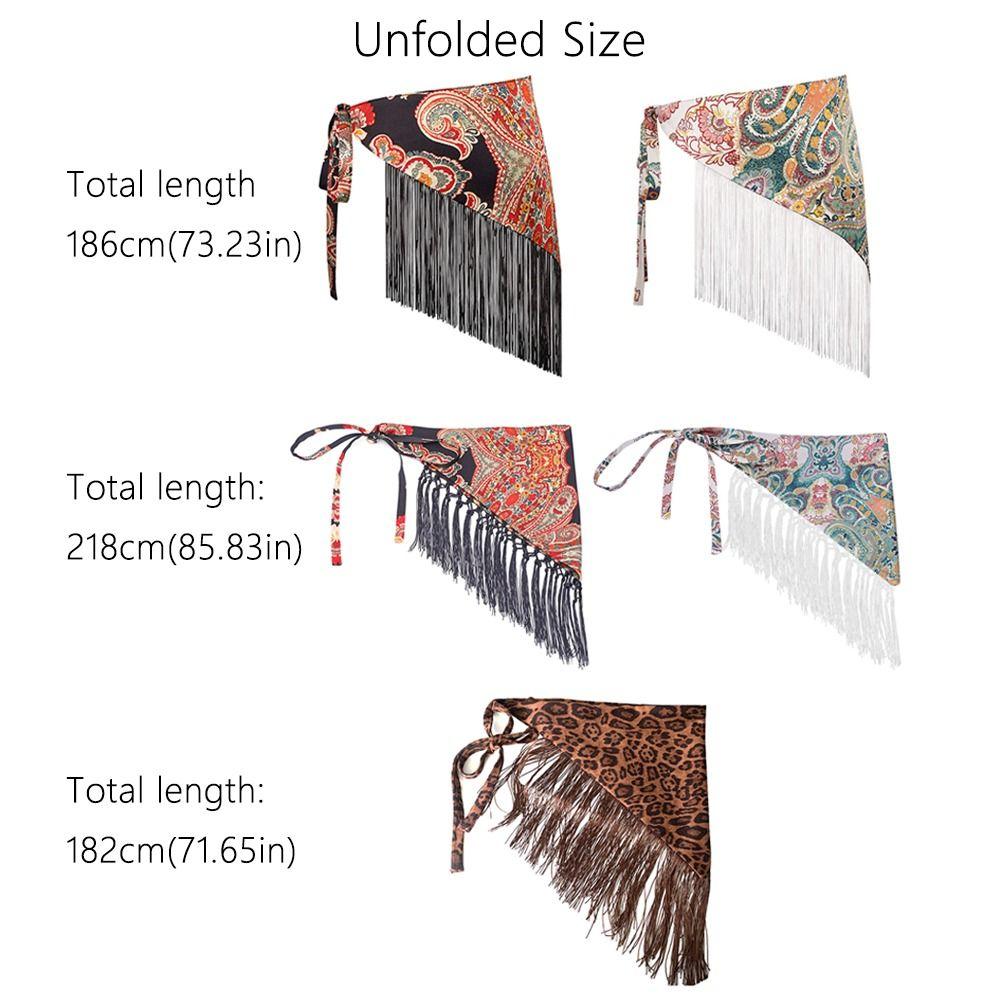 Ethnischer Dreieckiger Bund Quasten Saum Rock mit Breitem Gürtel Kleid Jeans Dekor