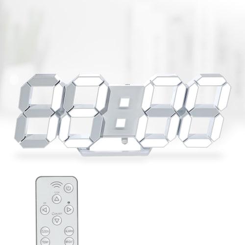 KOSUMOSU ACD-215W Digital Wall Clock, Table Clock, LED Alarm Clock, Brightness Adjustment, Remote Control, 15-inch Black Clock, Temperature Display (D