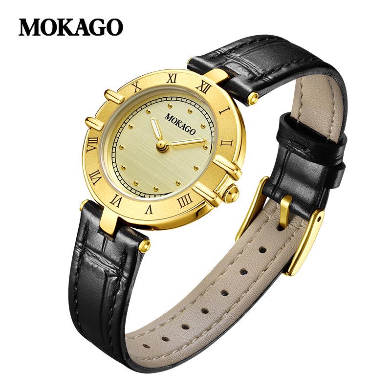 Mokaka Vintage Fabric-Texture Dial Quartz Watch: Waterproof & High-End Women s Retro Style