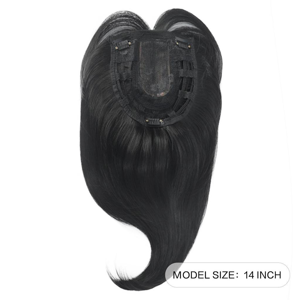 14 Inches Top Piece Clip In Synthetic Hair Toppers Hair Pieces with Bangs for Women with Thinning Hair