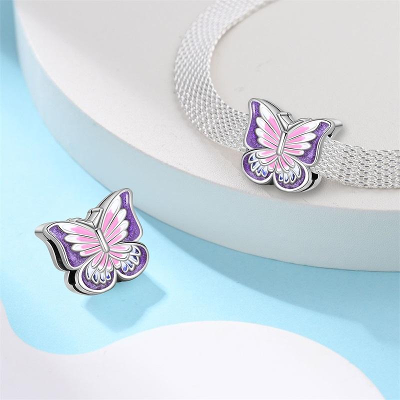 100% Copper Butterfly Protection Heart Charms Flat Bead Fit Pandachoriginal Bracelet Diy Birthday Jewelry Gift