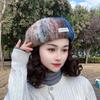 Women's Hat Fall and Winternew Arrival Oil Painting Style Beret Wig Hat Lazy Elegant Pear Flower Curly Full Head Wig Hat