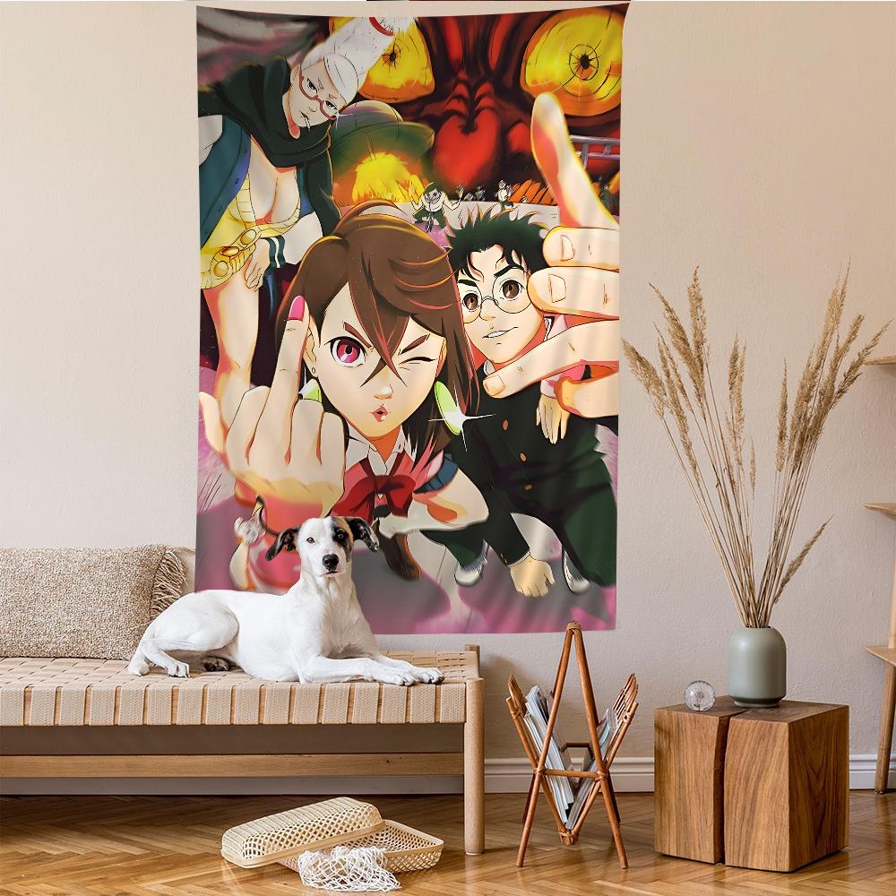 Urban Anime Girl Tapestry Wall Hanging Bold Eyeglasses Expressive Characters Perfect for Otaku Bedroom Trendy Room Decor