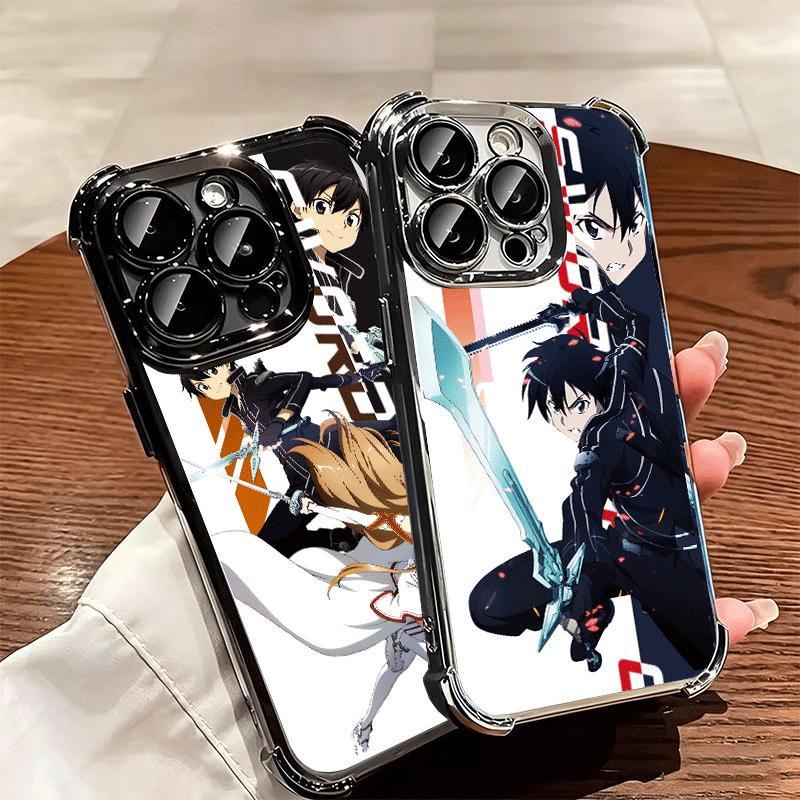 Anime Sword Art Online SAO Plating Phone Case For Iphone 16 17 Pro Max Air 16E 14 15 Plus 12 13 Mini Anti-Fall Airabag Cover