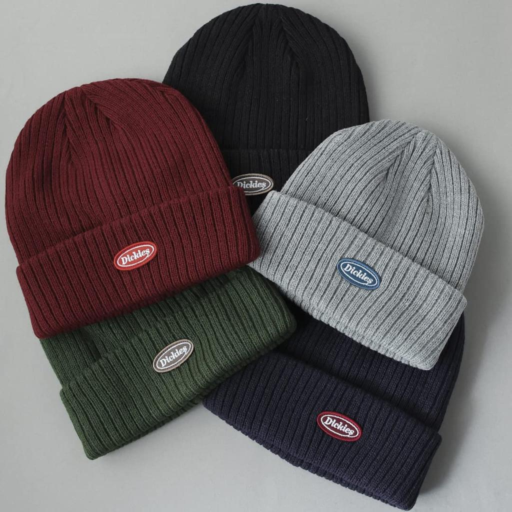 Dickies Custom-Made CALIF Ribbed Knit Cap with Logo Patch, Watch Cap, Unisex Acrylic Beanie, Solid Color, 874 (Free Size, (00) Black) glt-dk006