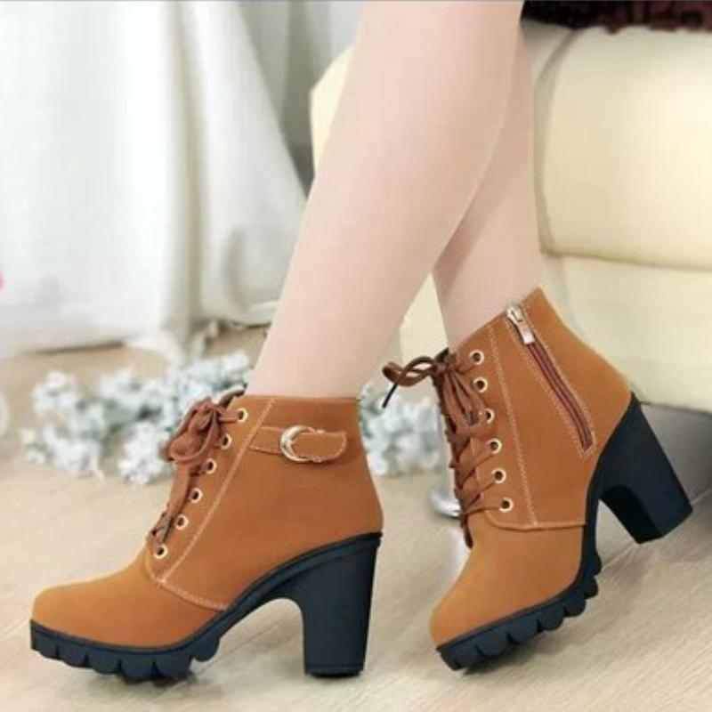 Women's Large Size Ankle Boots Autumn And Winter Cross-Strap Short Boots Gift for Christmas Birthday New Year